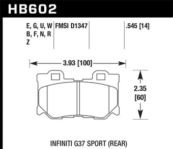 compare product Hawk 14-19 Infiniti Q50 Rear ER-1 Brake Pads