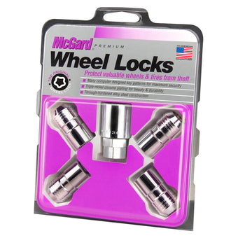 compare product McGard Wheel Lock Nut Set - 4pk. (Cone Seat) M14X1.5 / 21mm & 22mm Dual Hex / 1.639in. L - Chrome