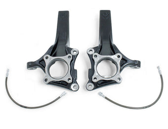 compare product MaxTrac 09-18 Ford F-150 2WD 4-4.5in Front Lift Spindles w/Extended DOT Compliant Brake Lines