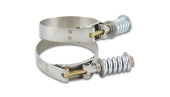 compare product Vibrant SS T-Bolt Clamps Pack of 2 Size Range: 5.28in to 5.58in OD For use w/ 5in ID Coupling