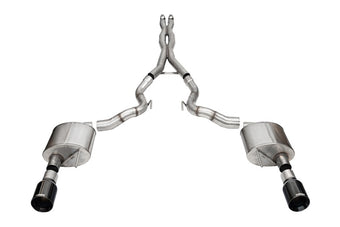 compare product Corsa 24+ Ford Mustang GT Conv Xtreme CatBk Ex.Sys 3.0in Dual Rear Exit w4.5in Black StraightCut Tip