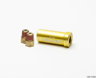 compare product Wilwood Residual Pressure Valve - New Style w/ Fittings - 4 PSI / Gold
