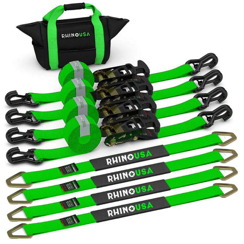 Rhino USA Heavy Duty Vehicle Tie Down Kit - Green - My Store