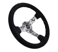 NRG Reinforced Steering Wheel (350mm / 3in. Deep) Blk Suede w/Hydrodipped Digi - Camo Spokes - My Store