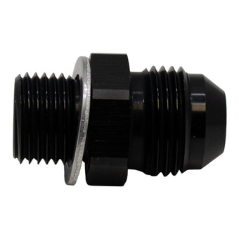 compare product DeatschWerks 8AN Male Flare to M16 X 1.5 Male Metric Adapter (Incl Washer) - Anodized Matte Black