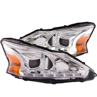 compare product ANZO 2013-2014 Nissan Altima Projector Headlights w/ Plank Style Design Chrome