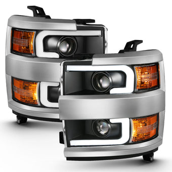 compare product ANZO 2015-2016 Chevrolet Silverado Projector Headlights w/ Plank Style Design Black w/ Amber
