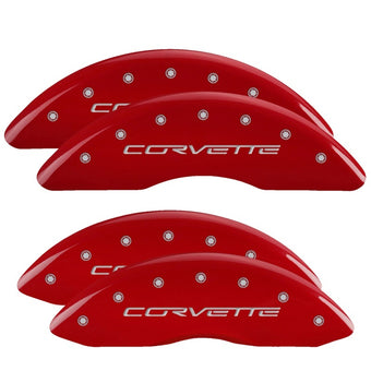 compare product MGP 4 Caliper Covers Engraved Front & Rear C6/Corvette Red finish silver ch