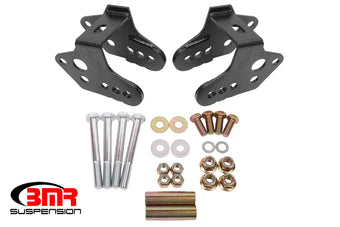compare product BMR 79-04 Ford Mustang Control Arm Relocation Bracket - Black Hammertone