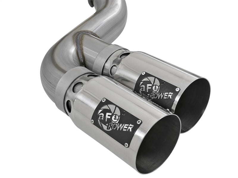 aFe Rebel XD 4in SS Down - Pipe Back Exhaust w/Dual Polished Tips 17 - 18 Ford Diesel Trucks V8 - 6.7L(td) - My Store