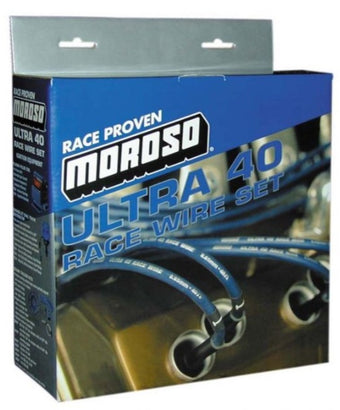 compare product Moroso Chevrolet Small Block Ignition Wire Set - Ultra 40 - Unsleeved - Non-HEI - Under Header - Blk
