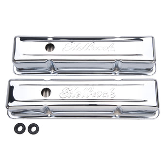 compare product Edelbrock Valve Cover Signature Series Chevrolet 1959-1986 262-400 CI V8 Tall Chrome