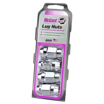 compare product McGard Hex Lug Nut (Cone Seat Bulge Style) M14X1.5 / 22mm Hex / 1.945in. Length (4-Pack) - Chrome