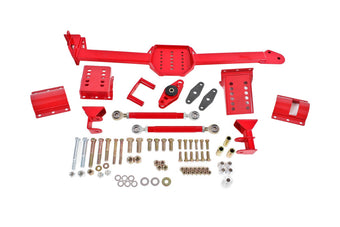 compare product BMR 05-14 S197 Mustang Body Mount Watts Link Rod End/Poly w/ Adj. Axle Clamps - Red