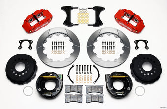 compare product Wilwood Narrow Superlite 4R Rear P-Brk Kit 12.88in Red Small Ford 2.66in Offset
