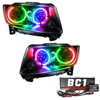 compare product Oracle 11-13 Jeep Grand Cherokee SMD HL (Non-HID)-Chrome - ColorSHIFT w/ BC1 Controller