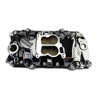 compare product Edelbrock 65-90 BB Chevy Oval Port Heads Performer 2-O Manifold - Black Plasma