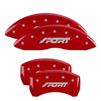 compare product MGP 4 Caliper Covers Engraved Front & Rear SPORT Red finish silver ch