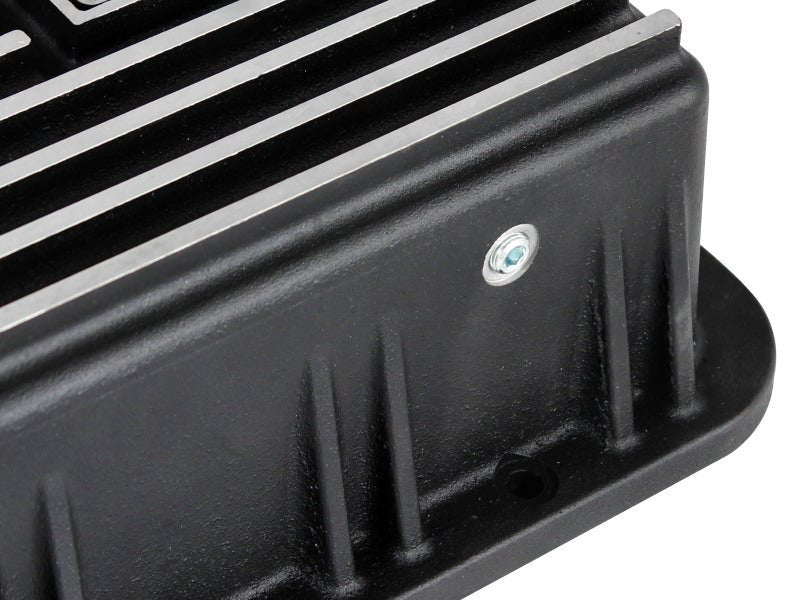 aFe POWER Transmission Pan Ford Trucks 80 - 92 (AOD Transmission) - Black w/ Machined Fins - My Store