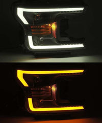 AlphaRex 18 - 19 Ford F - 150 PRO - Series Proj Headlights Plank Style Gloss Blk w/Activ Light/Seq Signal - My Store