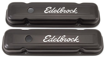 compare product Edelbrock Valve Cover Signature Series Pontiac 1962-1979 301-455 CI V8 Low Black