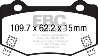 compare product EBC 16+ Cadillac ATS-V 3.6 Twin Turbo Redstuff Rear Brake Pads