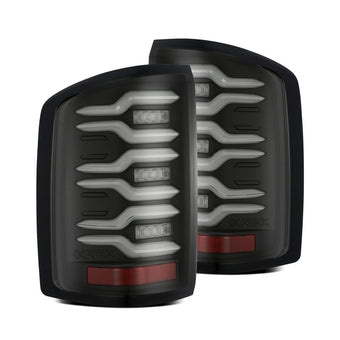 compare product AlphaRex 14-18 GMC Sierra 1500/2500HD/3500HD LUXX-Series LED Tail Lights Blk w/Actv Light & Seq. Sig
