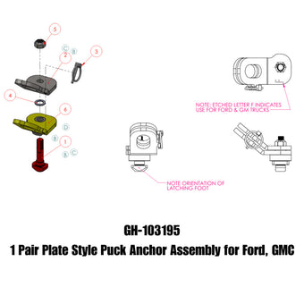 compare product Gen-Y Ford/GMC Plate Style Puck Safety Chain Anchor Assembly - Pair