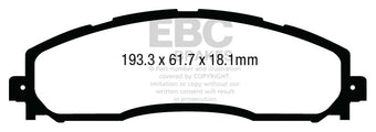 compare product EBC 13+ Ford F250 (inc Super Duty) 6.2 (2WD) Ultimax2 Rear Brake Pads