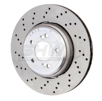 compare product SHW 08-13 BMW M3 4.0L Left Rear Cross-Drilled Lightweight Brake Rotor (34212283803)
