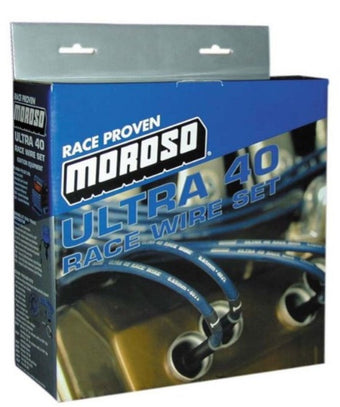 compare product Moroso Ford 289-302 Ignition Wire Set - Ultra 40 - Sleeved - Non-HEI - 135 Degree - Black
