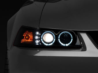 compare product Raxiom 99-04 Ford Mustang Dual LED Halo Projector Headlights- Black Housing (Smoked Lens)