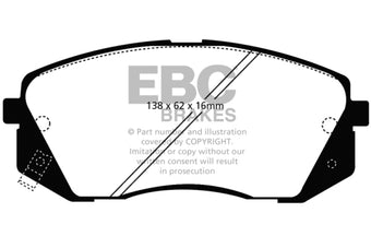 compare product EBC 15+ Hyundai Sonata 1.6 Turbo (Elec Park Brake) Greenstuff Front Brake Pads