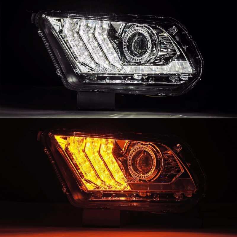 AlphaRex 10 - 12 Ford Mustang LUXX LED Proj Headlights Plank Style Chrome w/Activ Light/Seq Signal - My Store