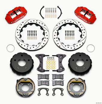 compare product Wilwood Narrow Superlite 4R Rear P-Brk Kit 12.88in Drilled Red Small Ford 2.36in Off Bronco 5 x 5.50