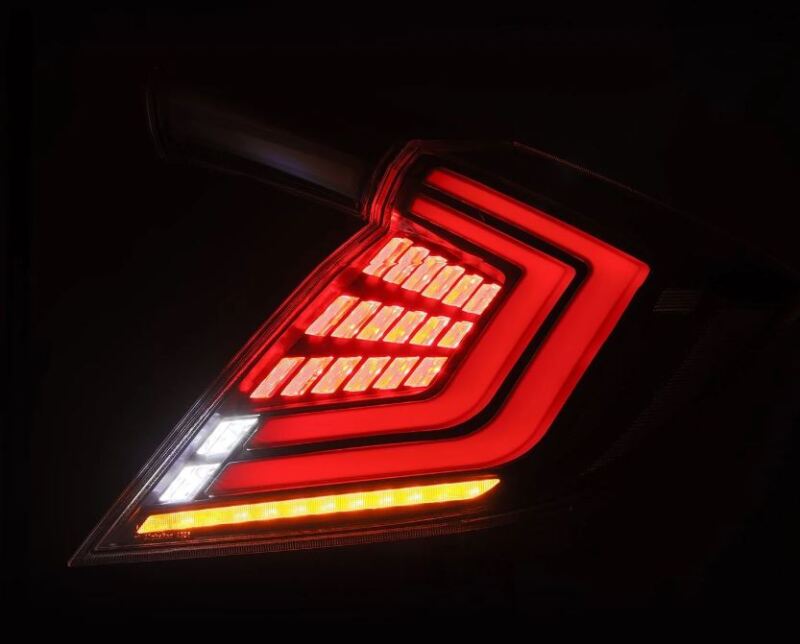 AlphaRex 16 - 21 Honda Civic Hatchback / Type - R FK8 Nova - Series LED Tail Lights (Pair) - Black - My Store