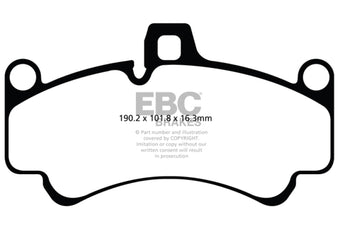 compare product EBC 01-03 Porsche 911 (996) (Cast Iron Rotor only) 3.6 Twin Turbo GT2 Yellowstuff Front Brake Pads