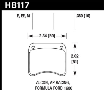 compare product Hawk AP Racing CP3696 Black Race Brake Pads