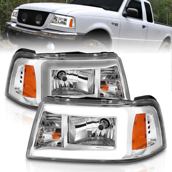 compare product ANZO 2001-2011 Ford Ranger Crystal Headlights w/ Light Bar Chrome Housing