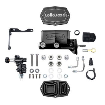 compare product Wilwood MOPAR Compact Tandem M/C Kit w/ P-Valve & Pushrod 15/16in Bore - Black