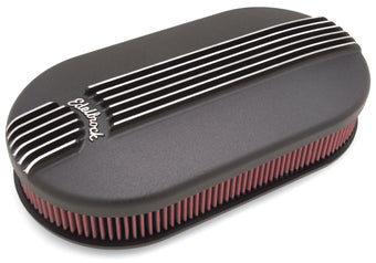 compare product Edelbrock Air Cleaner Classic Series Oval Aluminum 17 5In X 9 35In X 4 45In Dual Carburetor Black