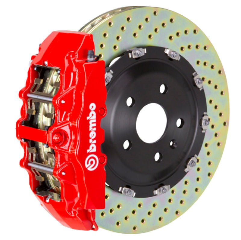Brembo 22+ Golf R /22+ S3 Front GT BBK 6 Piston Cast 380x34 2pc Rotor Drilled - Red - My Store