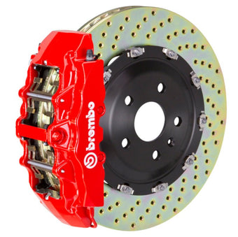 compare product Brembo 22+ Golf R /22+ S3 Front GT BBK 6 Piston Cast 380x34 2pc Rotor Drilled-Red