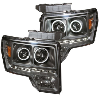 compare product ANZO 2009-2014 Ford F-150 Projector Headlights w/ Halo Black (CCFL) G2