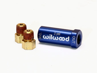 compare product Wilwood Residual Pressure Valve - New Style w/ Fittings - 2# / Blue
