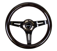 NRG Classic Wood Grain Steering Wheel (310mm) Black w/Black Chrome 3 - Spoke Center - My Store