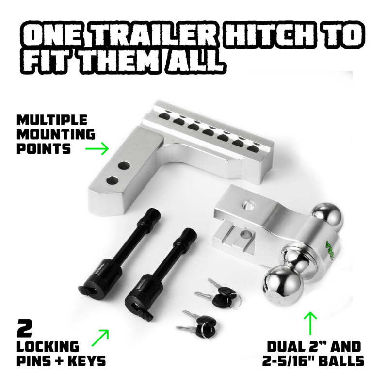 Rhino USA 6In Heavy Duty Drop Hitch - 2In (Silver) - My Store