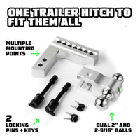 Rhino USA 6In Heavy Duty Drop Hitch - 2In (Silver) - My Store