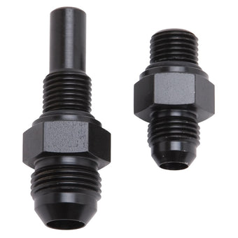 compare product Russell Performance -8 AN to 4L80 Transmission Ports Adapter Fittings (Qty 2) - Black Zinc