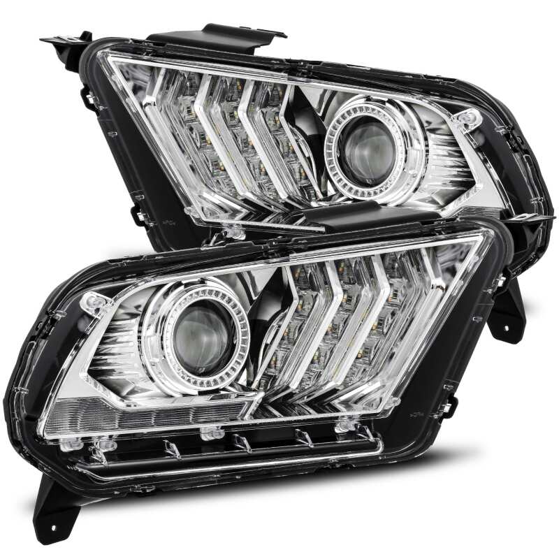 AlphaRex 10 - 12 Ford Mustang LUXX LED Proj Headlights Plank Style Chrome w/Activ Light/Seq Signal - My Store